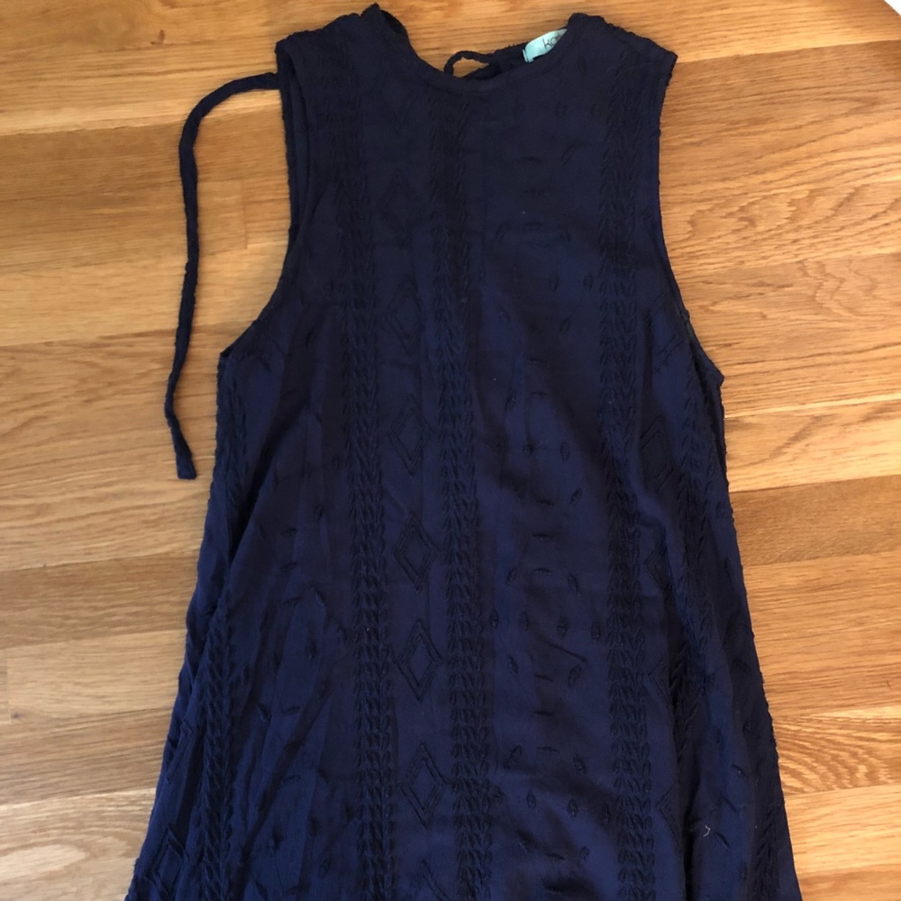 Navy Blue Detailed Swing Dress